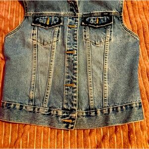 Denim vest (hand stitched appliqué)